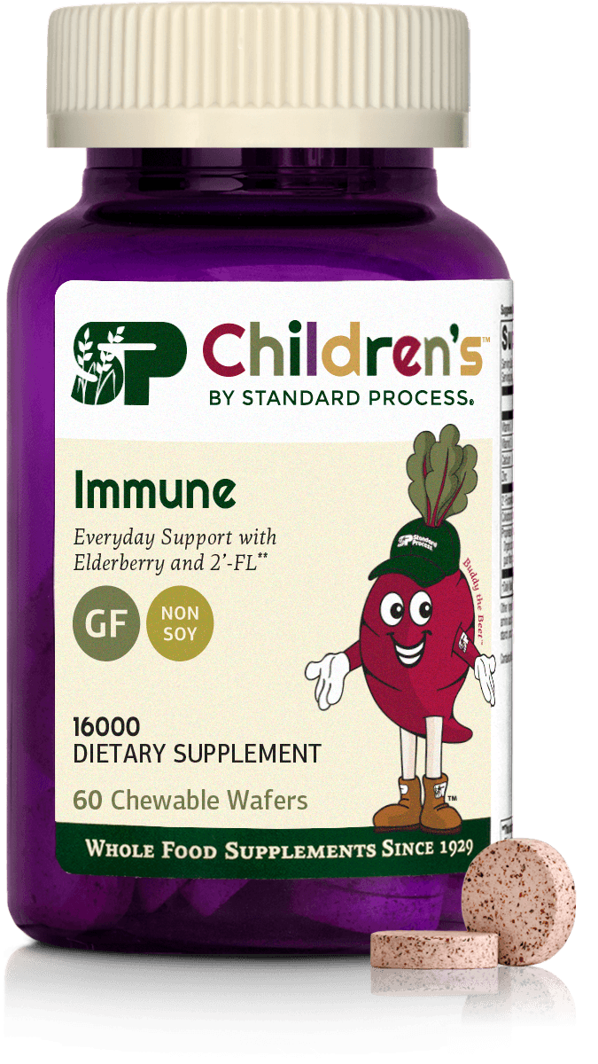 An image of a bottle of SP Children's Immune, a supplement for kids supporting the immune system.