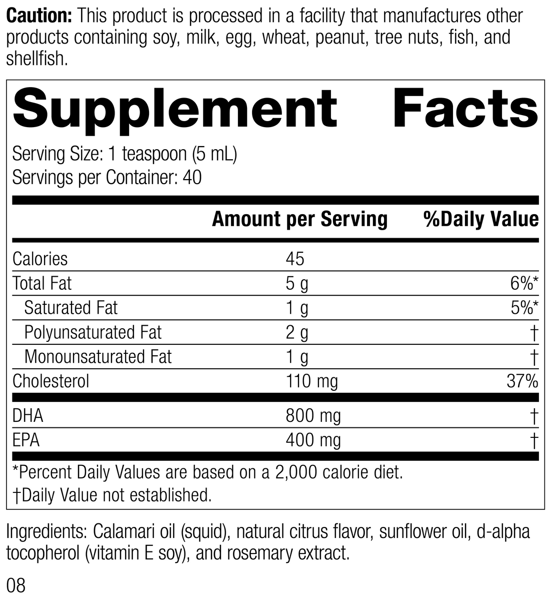 Calamari Omega-3 Liquid, 200 mL