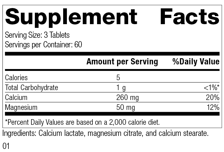 An image of a bottle of Calcium Lactate, 180 tablets.