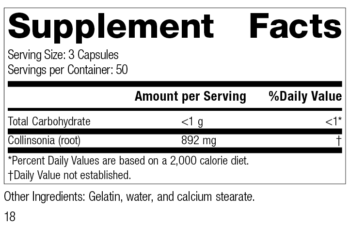 Collinsonia Root, 150 Capsules