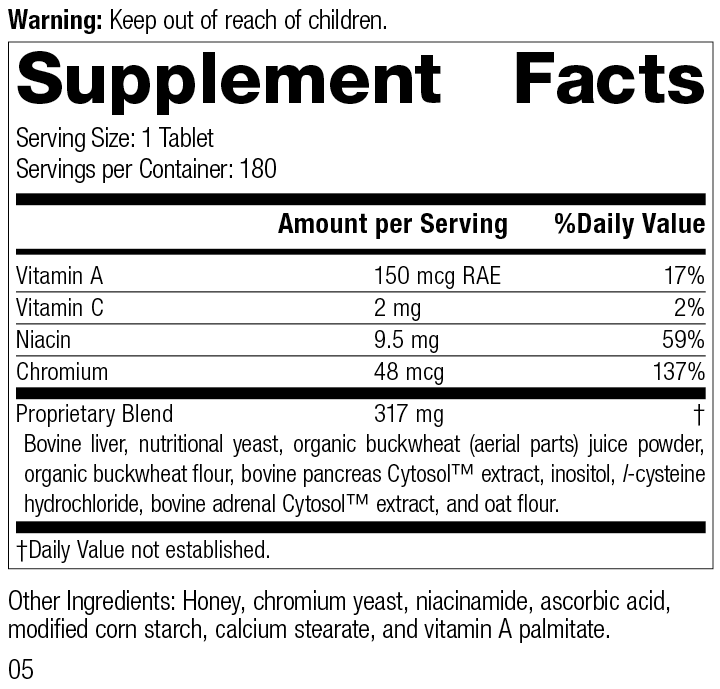 Chromium Complex, formerly known as Cataplex® GTF, 180 Tablets