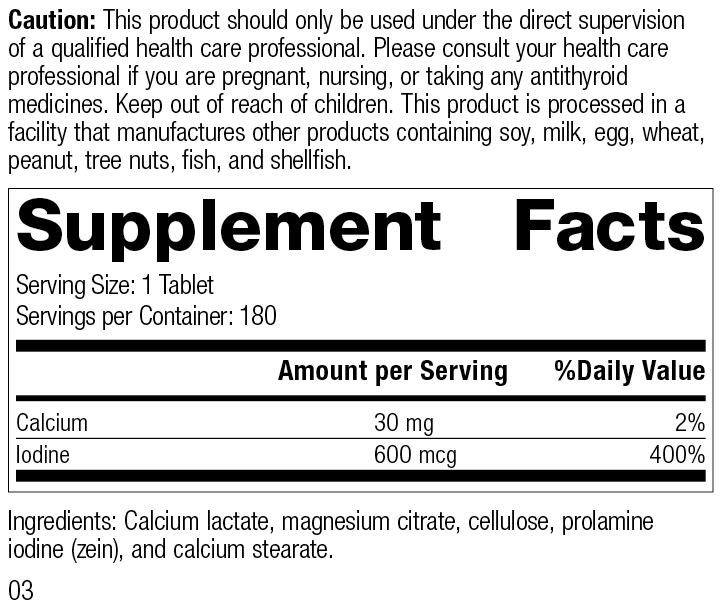 Prolamine Iodine, 180 Tablets