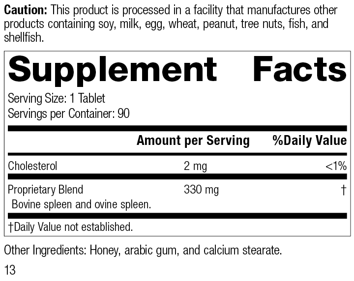 Spleen Desiccated, 90 Tablets