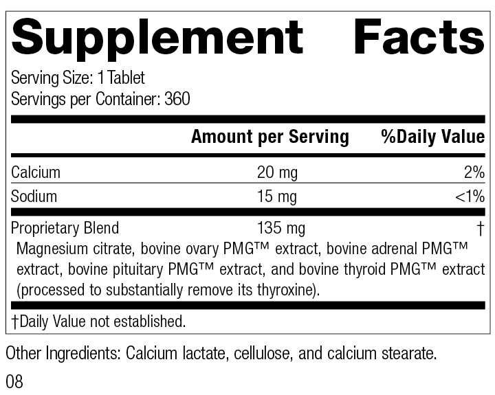 Symplex® F, 360 Tablets, Rev 08 Supplement Facts