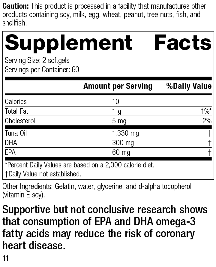 Tuna Omega-3 Oil, 120 Softgels