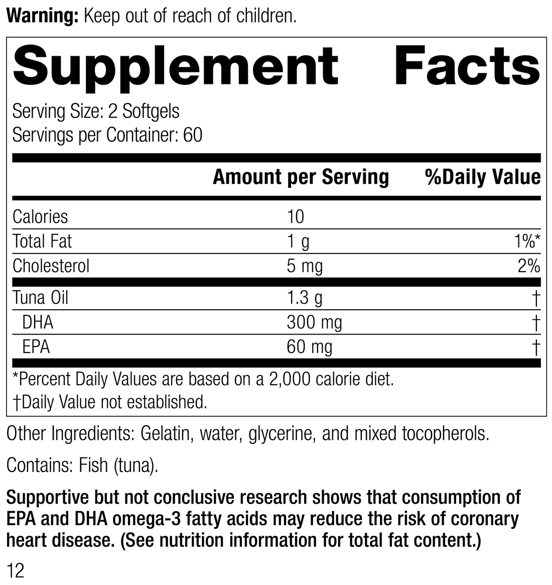 Tuna Omega-3 Oil, 120 Softgels