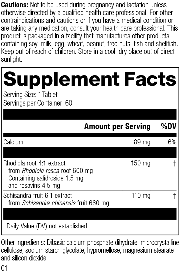 Rhodiola & Schisandra, 60 Tablets