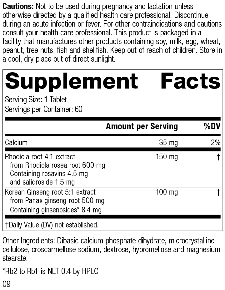 Rhodiola & Ginseng Complex, 60 Tablets